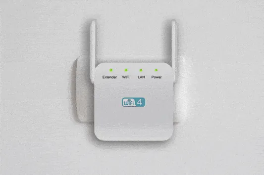 NetBoost WiFi extender positioned on a wall
